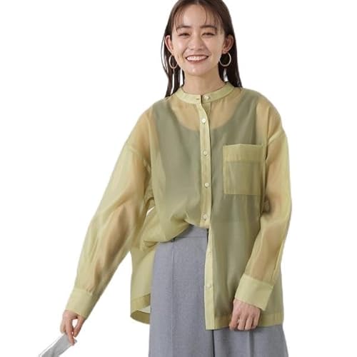 バンドカラースリットシアーシャツ