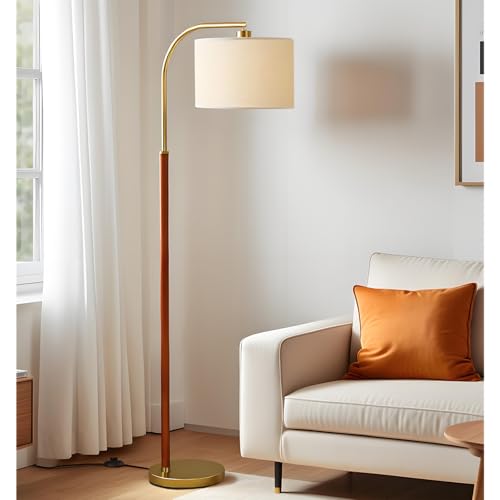 FINNCHY 66&rdquo; Walnut Gold Floor Lamp for Living Room, 1200 Lumens 3-Level Brightness Arc Floor Lamp...