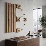 Horloges Murale 3D DIY Design Moderne geante XXL 100 cm silencieuse, Décoration pour Bureau, Salon, Chambre à Coucher Horloge Murale en chêne (Aiguilles de verrue)