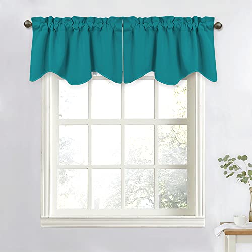 NICETOWN Blackout Valances for Window Living Room, Farmhouse Style Kitchen Valances Curtains for Small Window Rod Pocket Thermal Insulated Valance, 1