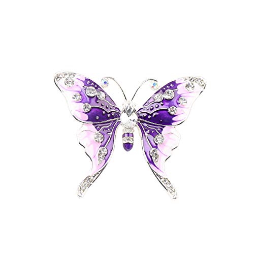 FEELMEM Crystal Rhinestone Butterfly Brooch Pin Blue Color Butterfly Brooches for For Women Girls Wedding Banquet Birthday Party (purple)