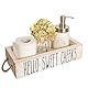 MAINEVENT Nice Butt Badezimmer-Dekorbox, eine Box mit Aufdruck auf 2 Seiten, Bauernhaus, rustikale Dekoration, WC-Organizer/Papierbox, Hello Sweet Cheeks, Badezimmer-Box, Weiß
