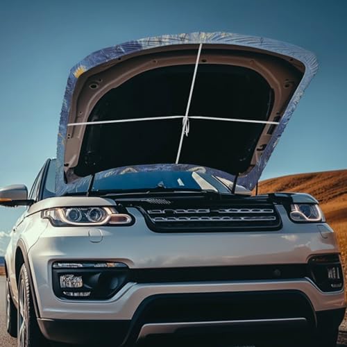 Image of Oil Painting Wolf Car Hood Cover Weatherproof Automotive Exterior Accessories Universal Fit Hood Covers for Cars, Trucks, SUV, or Van Full Coverage with Elastic Band