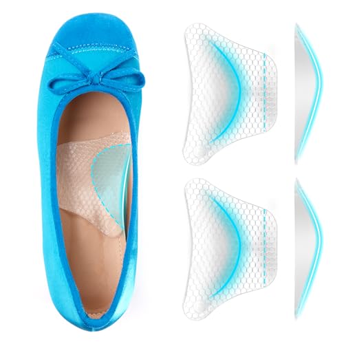 Plantar Fasciitis Relief Arch Support Insert Soft Gel Arch Pad Adhesive Orthotic Shoe Insole for Flat Feet & High Arch Support Cushions for Flats Sandals Trim to Fit - 2 Pairs