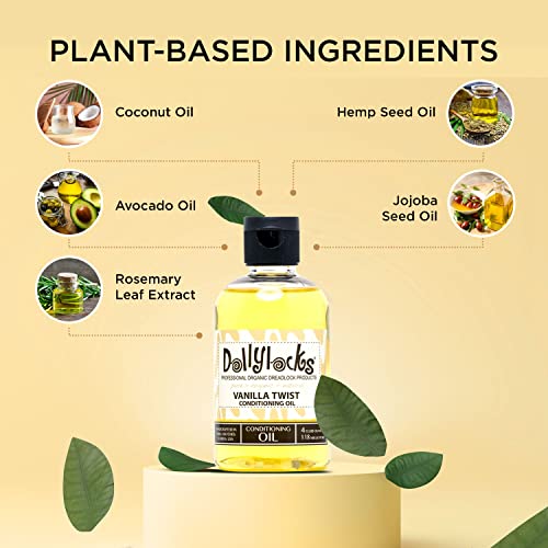 Organic Dreadlock Conditioning Oil - Vegan Loc Moisturizer, Dread Hair Products W/Avocado, Jojoba, Coconut & Hemp Seed Oil, No Residue Dreadlock Hair Products, Vanilla Twist, 4Oz #TOP5
