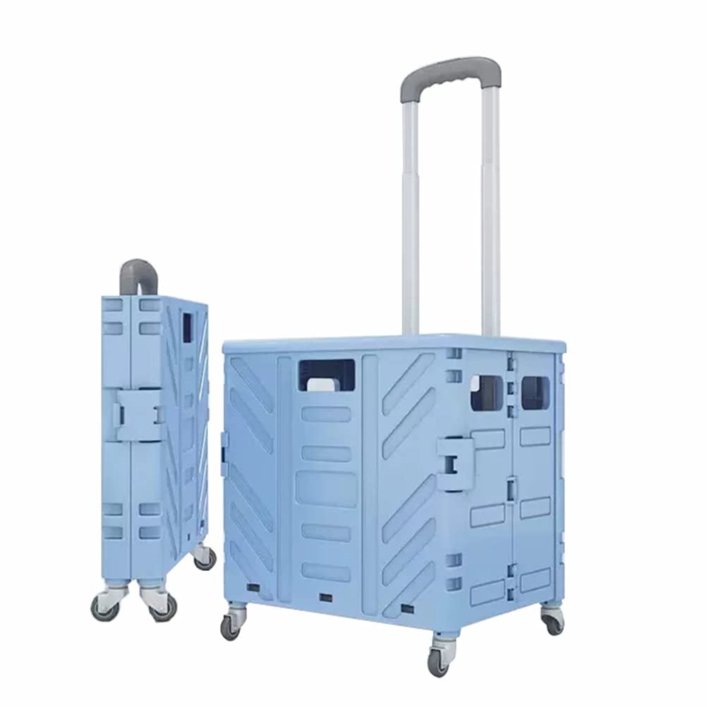 festival trolley， Large Foldable Shopping Cart, Secure Lid(Azul,50L)