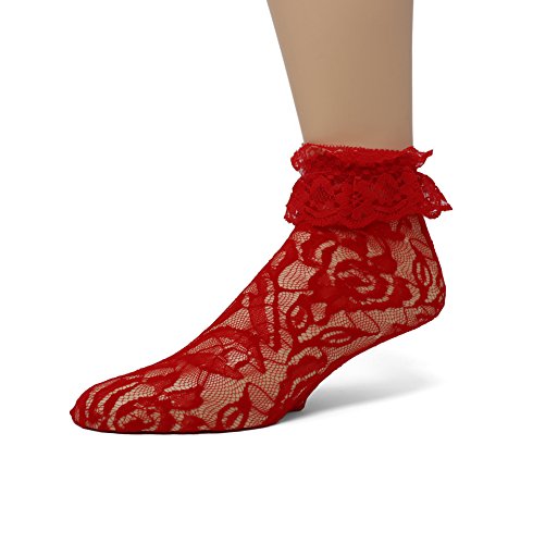 Image of EMEM Apparel Women's Lace Anklet Socks with Ruffle