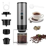 WODHMIEY Tragbare Kapsel-Kaffeemaschine Elektrisch Espresso Maker mit Display Wiederaufladbar 7800mAh Kompatibel mit Nespressos Dolce Gustos Kapseln und Kaffeepulver für Reisen Büro Zuhause