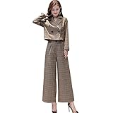 [Ｓｕｅｅｙａ] （スイーヤ） スーツ レディース パンツスーツ 上下セット グレンチェック 着痩せ テーラード ファッション ワイドパンツ 九分 おしゃれ 2点セット 春 秋 冬 通勤 フォーマル OL