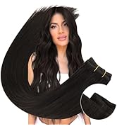 Ugeat Dark Brown Hair Extensions Human Hair Weft Sew in Extensions For Women 18 inch Brunette Dou...