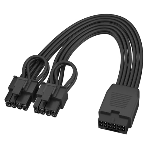 Aukuoy 12VHPWR Cable Extension, 16 Pin(12+4) Female to Dual PCIe 8 Pin(6+2) Male GPU, PSU Conversion Cable for Power Supply 6.8 in(17cm)