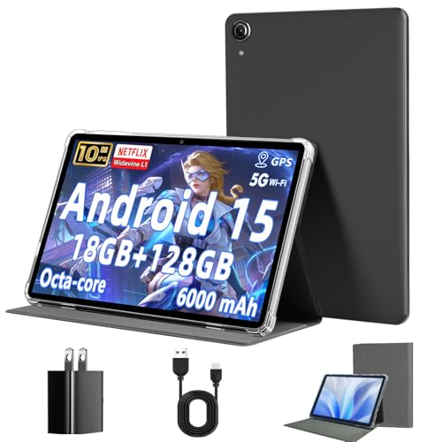 Aobante 10 Inch Tablet, Android 15 Tablets with 18GB RAM+128GB ROM(Expand to 1TB), Octa Core 1280 * 800 IPS HD Display, 6000mAh Battery, Dual 5MP+8MP Camera, 5G/2.4G WiFi