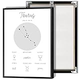 Taurus Zodiac Poster Print Funny Astrology Horoscope Canvas Wall Art With Constellation And Traits Aesthetic Painting For Living Room Bedroom Office Wall Decor 12x16in Unframed