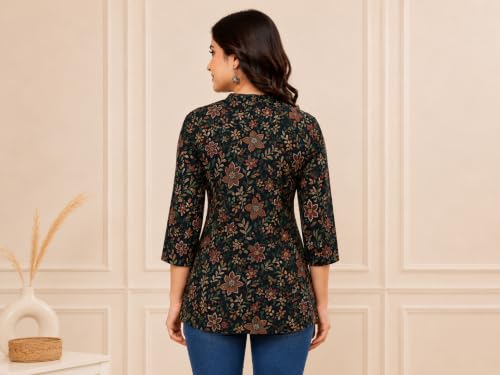 Image of Women's Floral Printed Cotton Kurti Summer Cotton Tunic Top for Girls