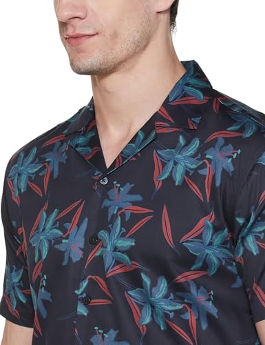 Image of Van Heusen Men's Cotton Slim Fit Print Half Sleeves Casual Resort Collar Shirt