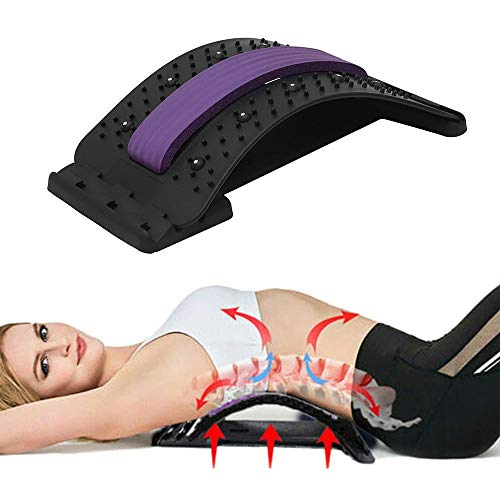 Preisvergleich Produktbild Rückenstrecker, Rückentrainer zur Rückenschmerz Linderung, Back Stretcher, Rückendehner für Muskelverspannungen,Haltungskorrektor bei Rückenschmerzen,mit gepolstertem Streifen (1 pcs, Lila Schwarz)