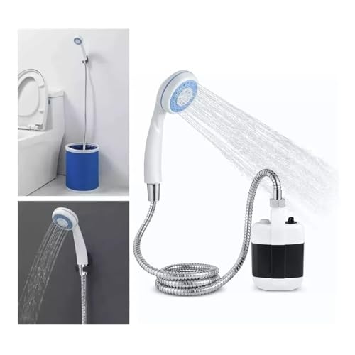 Image of Portable Camping Shower Kit - Rechargeable USB Outdoor Shower Pump with Hose, Showerhead & Hooks | Perfect for Hiking, Travel, Beach, Car Wash, Emergency & Garden Use