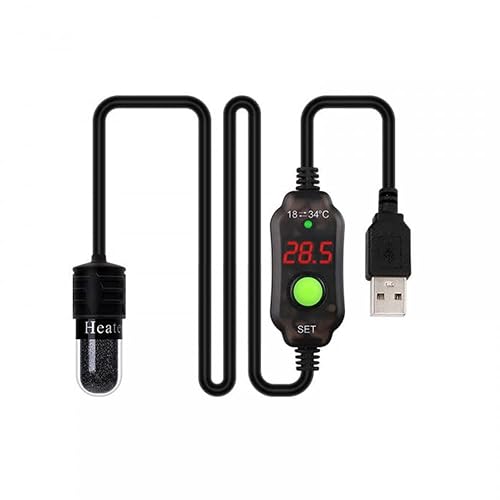 Calentador de acuario de 10 W, Mini USB Calefacción de acuario con pantalla de calentamiento sumergible…