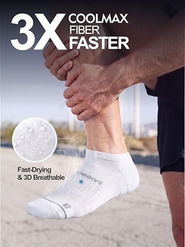 Image of Rahhint No Show Compression Running Socks Coolmax Anti Blister Full Sole Cushion Ankle Slip Resistant Heel Tab Workout Golf