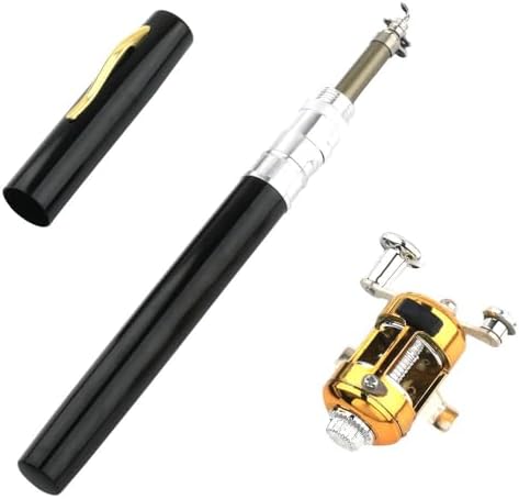 Leadigol Mini Pen Fishing Pole Kit, Telescopic Fishing Rod Reel Combo, 1m Pocket Size Fishing Rod for Travel Saltwater Freshwater Sea(Black) image 5