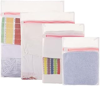 Fuyamp 4 Packs Mesh Laundry Bags with Zips for Washing Machine, Durable Net Washing Bags Travel Laundry Bag, 4 Sizes Mesh Wash Bags for Lingerie Bras Socks Underwear Travel Organiser