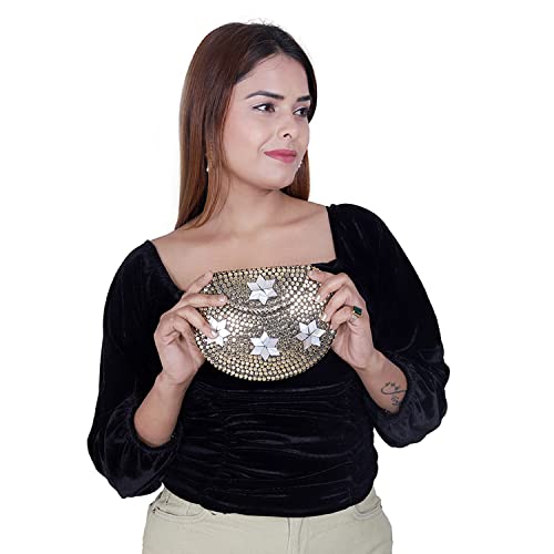 Image of Shakuntala Vintage Clutch - Metal Mosaic Stone & Shell Design Purse - Handmade Women's Handbag