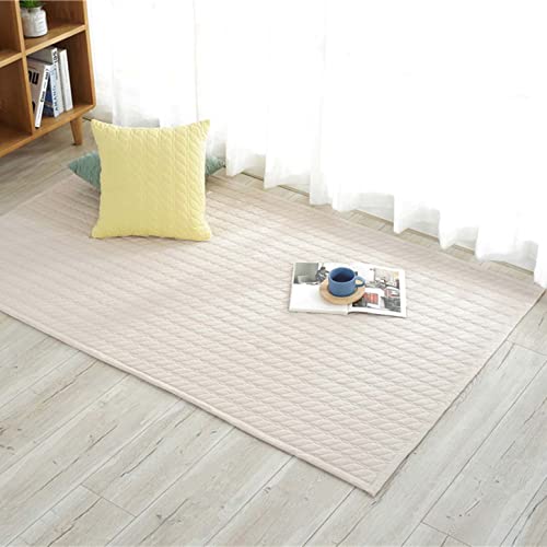 Wohnzimmerteppich, weicher und eleganter Teppich für Schlafzimmer und Küche, rutschfester Bereich, weicher Schlafzimmerteppich, waschbare Bodenmatte (90 x 180 cm, beige) Cover