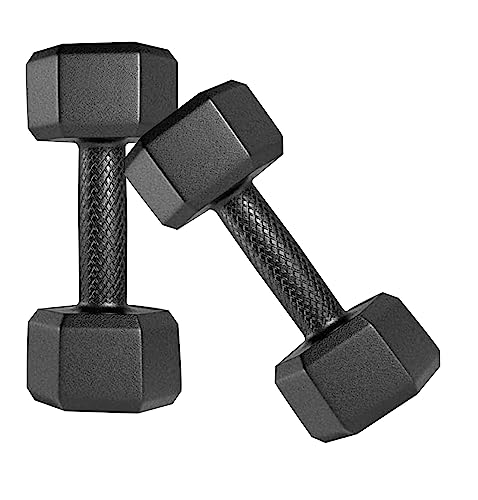Amazon Brand – Symactive PVC 10 Kg Fixed Dumbbells Set for Full Body Workout (Set of 2, 5 Kg)