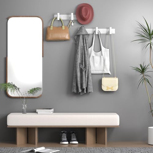 Image of VAEHOLD Hat and Coat Wall Mount Rack - Hooks for Robes, Bags, Keys, and Towels - Bathroom Towel Hanger Organizer (White, inchT inch Shape 3 Hooks 1 Pack)