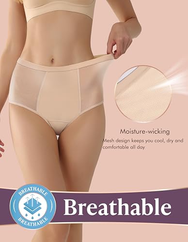 Image of AIRCUTE Washable Women Urine Incontinence Underwear Leak Proof Panties for Postpartum Bladder Leak with 50 ml Absorbency 3 Pack (1 Black-2 Beige, 3XL)