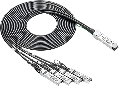 Image of 10Gtek 40G QSFP+ to 4xSFP+ Breakout DAC - 40GBASE-CR4 Passive Direct Attach Copper Twinax QSFP to SFP Cable for Juniper QFX-QSFP-DACBO-5M Devices, 5-Meter(6.5ft)