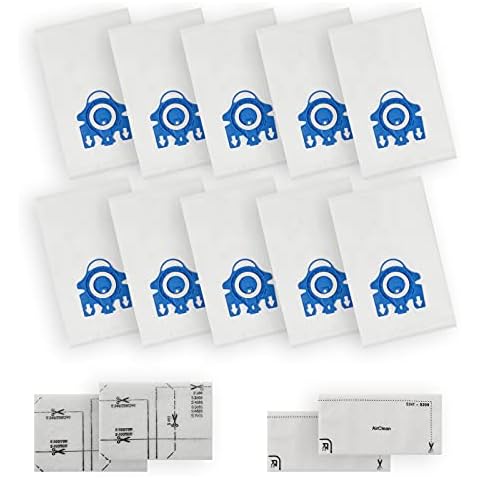Rdutuok 10 Pack Dust Bags Compatible with Miele GN Vacuum Cleaner Complete C3, Complete C2, Classic C1, S400, S600, S800, S2, S5, S8 HyClean Dustbag(10 Pack Dust Bags + 2 Set Micro Air Filters) Cover