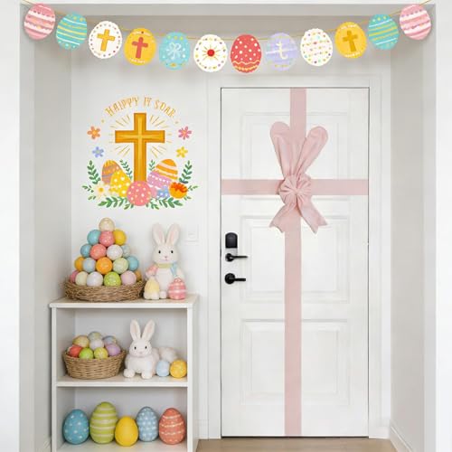 Decoración de puerta de casa con cinta de terciopelo y orejas de conejo 7