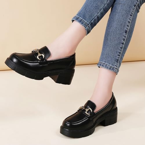 Image of Loafers for Women Chunky Platform Lug Sole Slip On Penny Loafer Shoes | Women's Classic Round Toe Loafers Business Casual Office Work Shoes Comfort Flats for Ladies Daily Dating Party School Wear