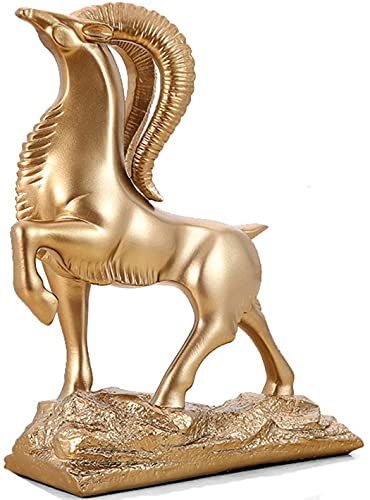 ZKSYLSM Argali - Estatua de resina dorada, decoración creativa de figura de animal moderna, decoración de mesa para el hogar, oficina, hotel, sala de estar, decoración de mesa