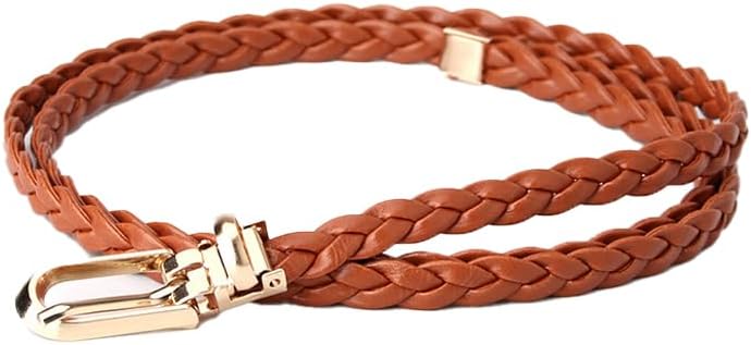 COTIM COYIN Women's Skinny Braided Leather Belts Thin Woven Waist Belts for Jeans Pants Dresses