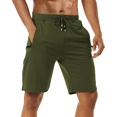 Image of Boyzn Men's 2 Pack Athletic Shorts Comfortable Cotton Workout Shorts Elastic Waist Running Shorts with Zipper Pockets