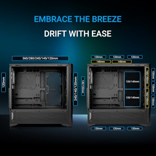 Image of SAMA V42 ATX Mid Tower Gaming PC Case, 4x120mm ARGB PWM Fans, USB-C, Black | Wave Front Panel, High Airflow Mesh Gaming Computer Case, Back-Connect Ready, 410mm GPU & 360mm AIO Support, 3x3.5 HDD Bays