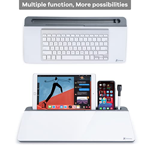 Varhomax Dry Erase Desktop Glass Whiteboard,Varhomax Dry Erase Computer Desk Pad To-Do List Memo Notepad For Desk Computer Keyboard Stand With Storage Caddy For Home Office And School Supplies(Gray)