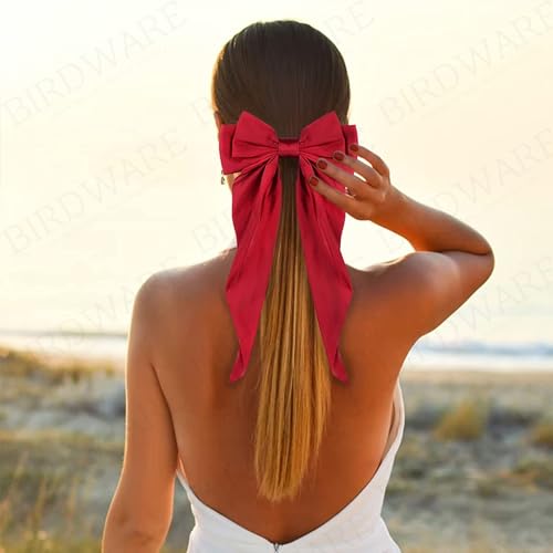 Image of BIRDWARE Black Hair Ties for Women Girls, Seamless Thick Black Hair Band, Multi color Elastic Hair Ties No Damage Ponytail Holder (Multi Color Big Bow Barrate-6 Pc)