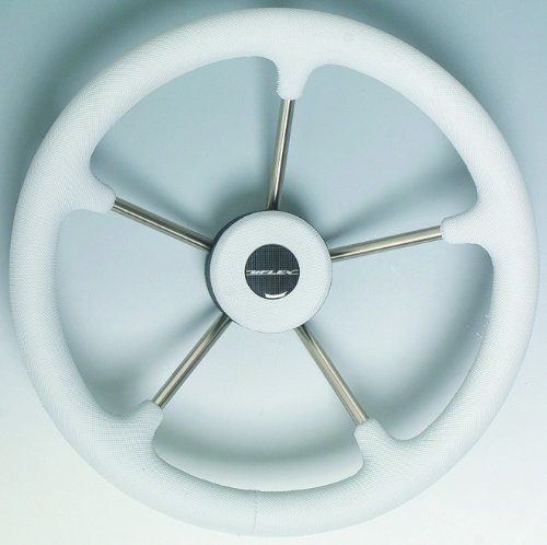 Uflex V70G Non-Magnetic Steering Wheel - Grey Poly Grip with Stainless Steel Spokes, 13.8