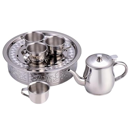 Théière à bec long et tasses 70ml en acier inoxydable pour débutants