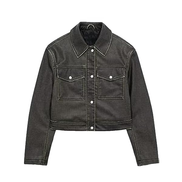 Adhdyuud Vrouwen Vintage Moto Biker Pu Korte Jas Herfst High Street Revers Enkele Breasted Faux Lederen Jas