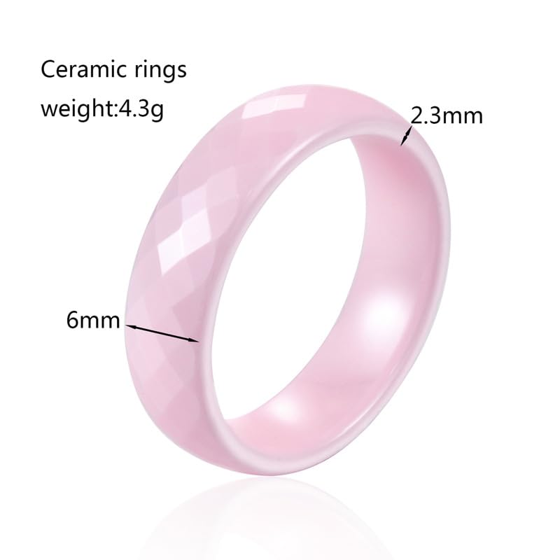 Image of PAMTIER Unisex Ceramic 6mm Multi-Faceted Rhombic Cut Classic Plain Ring | Comfort Fit, Dainty Engagement Wedding Band