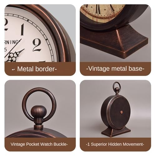 Reloj de mesa retro para chimenea y escritorio clásico color blanco 4