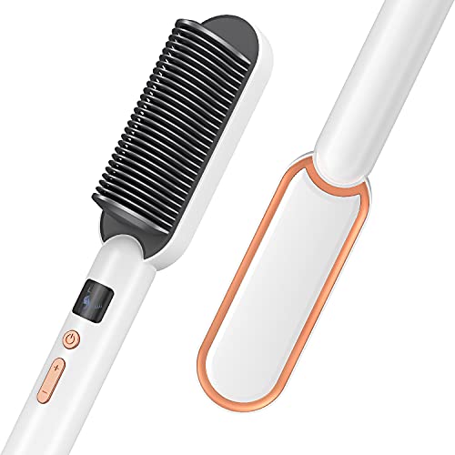 Hair Straightener Brush, Fast Ceramic Heating Ionic Straightening Brush, Portable Hair Brush Straightener Professional Salon at Home, Brush Straightener for Women