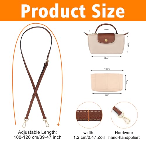 Image of 2Sets Shoulder Strap for Longchamp Bag Women, Purse Organizer, No-Punch Length Adjustable Leather Replacement Strap