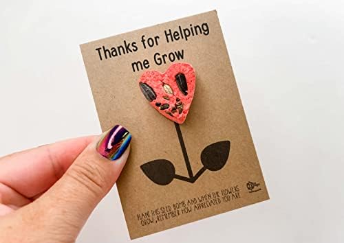 Thanks for helping me grow - Wildflower seed bomb heart shaped - Teacher Gift - DD2375 (Random Colour)