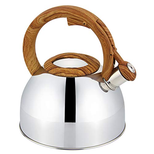 Topfann Stainless Steel Whistling Tea Kettle 3.2qt Stove Top Mirror Kettle Teapot
