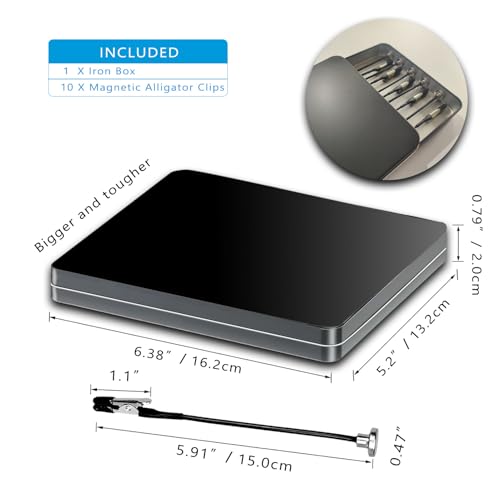 Image of Magnetic Helping Hands for Soldering with 10 Flexible Magnetic Clips - All-in-One Steel Box Station, Ideal as a Model Painting Stand, Soldering, PCB, and Crafts (Black)